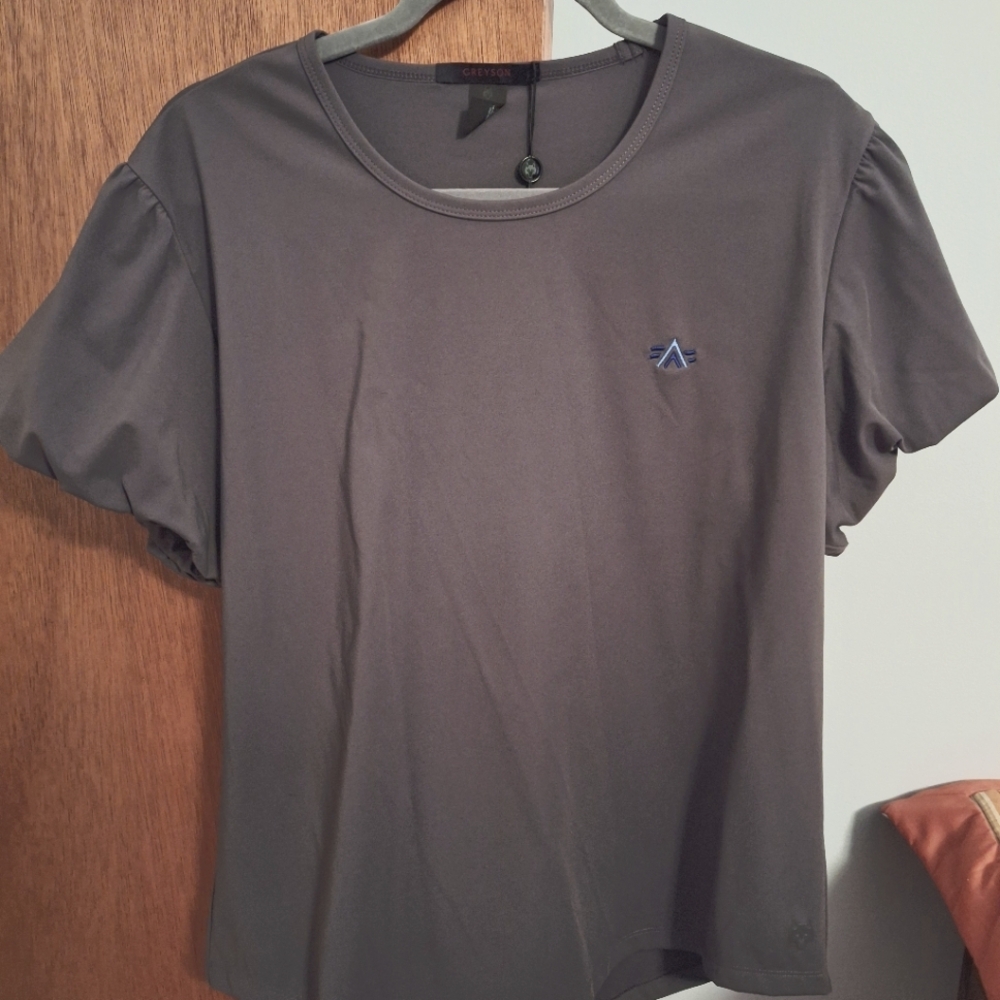 Greyson NWT Golf Gray Puffy Short Sleeve Women's Top Size XL